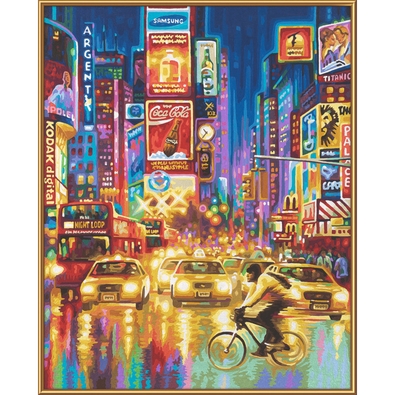 Картина для раскрашивания по номерам Нью-Йорк – ночной Таймс-Сквер, 40 х 50 см.  